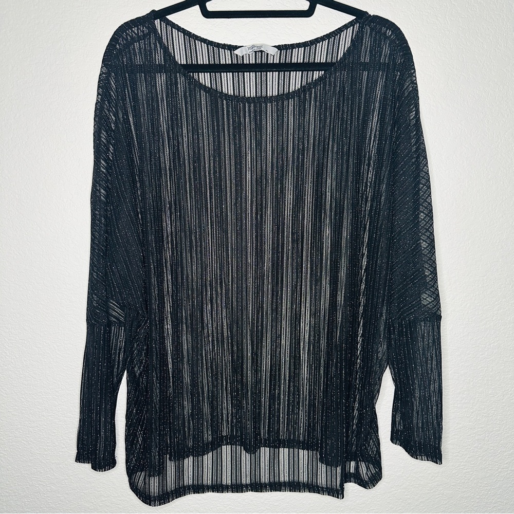 Meaveor Sparkly Dolman Sleeve Sheer Blouse Sz XL